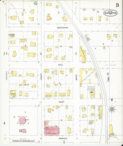 Sanborn Fire Insurance Map from New Hampton, Chickasaw County, Iowa (1900), Sheet #0003 - Historic Sanborn Fire Insurance Map Print