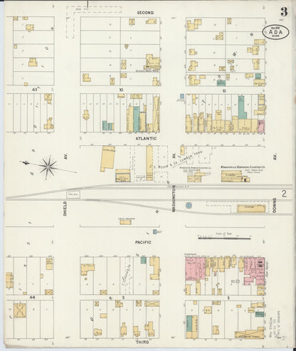 Sanborn Fire Insurance Map from Ada, Norman County, Minnesota (1899), Sheet #0003 - Complete Map Set gallery image, historic Sanborn map, vintage wall art, Minnesota Minnesota