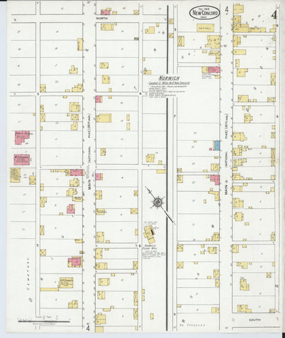 Sanborn Fire Insurance Map from New Concord, Muskingum County, Ohio (1918), Sheet #0004 - Historic Sanborn Fire Insurance Map Print, vintage old map wall art, antique decor, genealogy gift, Ohio Ohio map