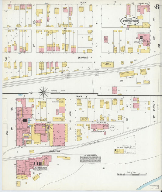 Sanborn Fire Insurance Map from Lawrenceburg, Dearborn County, Indiana (1902), Sheet #0008 - Historic Sanborn Fire Insurance Map Print, vintage old map wall art, antique decor, genealogy gift, Indiana Indiana map