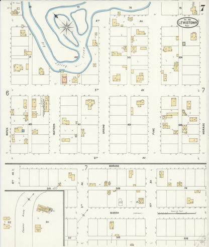 Sanborn Fire Insurance Map from Lewistown, Fergus County, Montana (1901), Sheet #0007 - Complete Map Set gallery image, historic Sanborn map, vintage wall art, Montana Montana