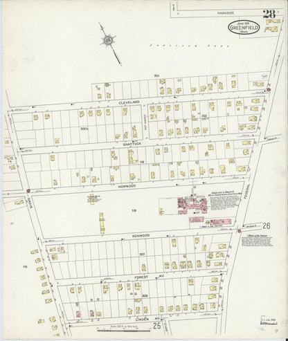 Sanborn Fire Insurance Map from Greenfield, Franklin County, Massachusetts (1914), Sheet #0028 - Historic Sanborn Fire Insurance Map Print, vintage old map wall art, antique decor, genealogy gift, Massachusetts Massachusetts map