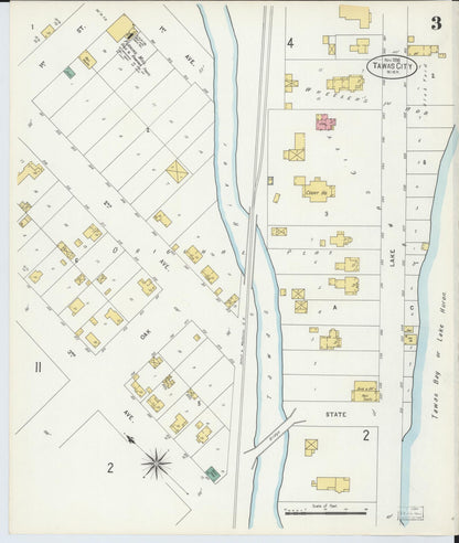 Sanborn Fire Insurance Map from East Tawas, Iosco County, Michigan (1898), Sheet #0003 - Historic Sanborn Fire Insurance Map Print, vintage old map wall art, antique decor, genealogy gift, Michigan Michigan map