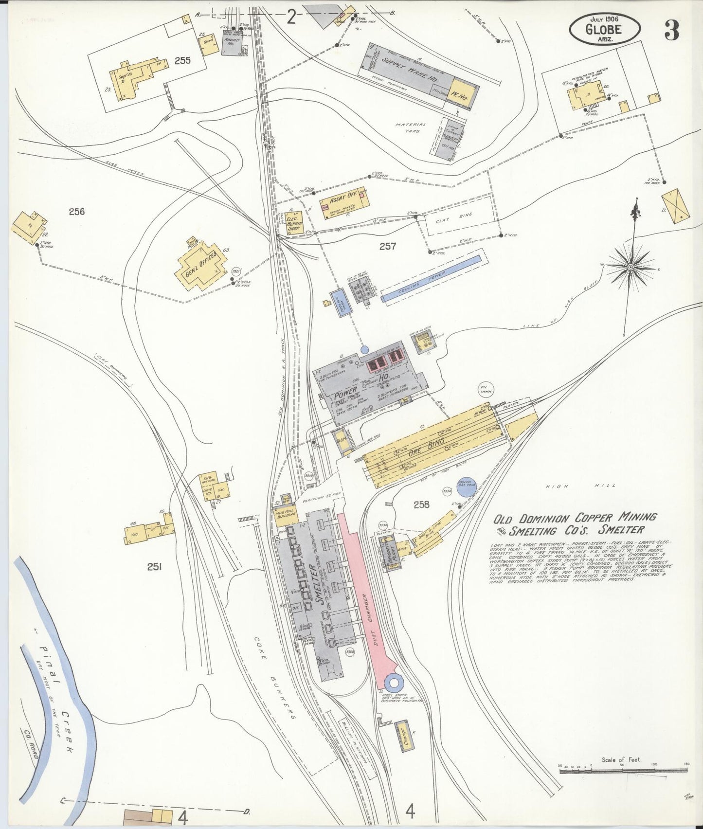 Sanborn Fire Insurance Map from Globe, Gila County, Arizona (1906), Sheet #0003 - Complete Map Set gallery image, historic Sanborn map, vintage wall art, Arizona Arizona