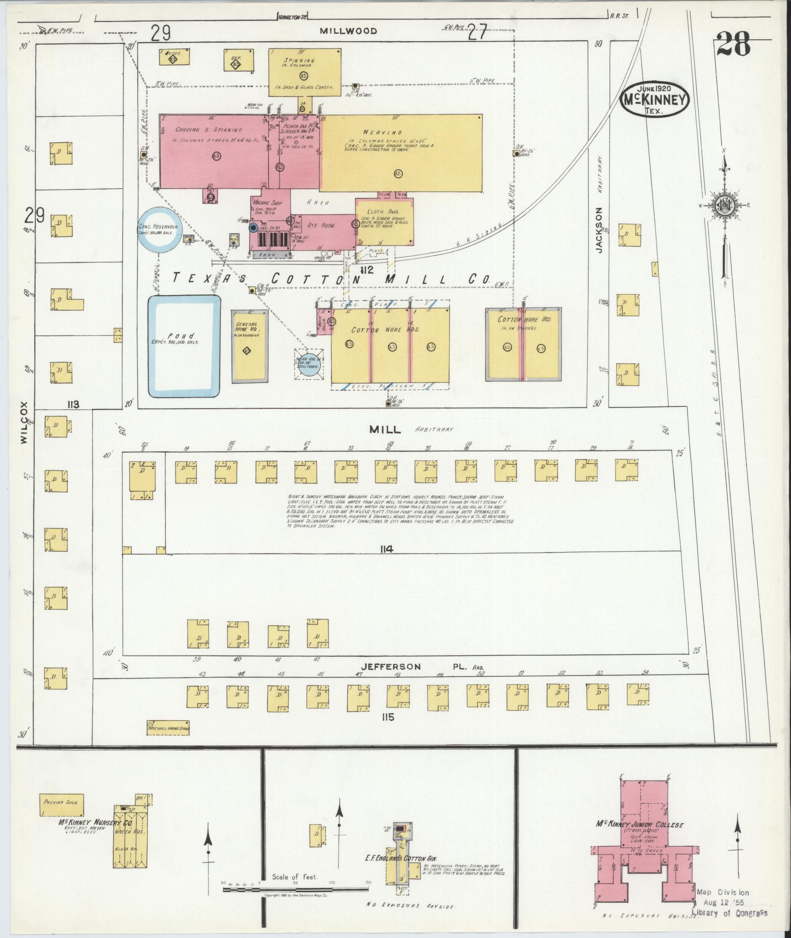 Sanborn Fire Insurance Map from McKinney, Collin County, Texas (1920), Sheet #0028 - Historic Sanborn Fire Insurance Map Print, vintage old map wall art, antique decor, genealogy gift, Texas Texas map