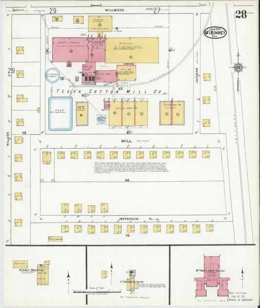Sanborn Fire Insurance Map from McKinney, Collin County, Texas (1920), Sheet #0028 - Historic Sanborn Fire Insurance Map Print, vintage old map wall art, antique decor, genealogy gift, Texas Texas map