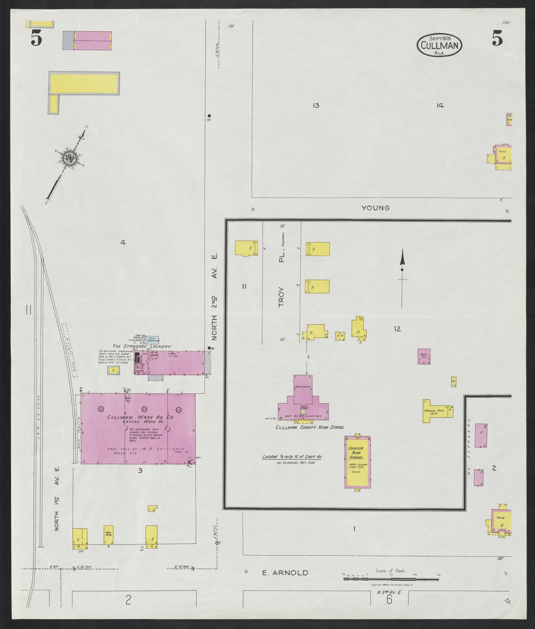 Sanborn Fire Insurance Map from Cullman, Cullman County, Alabama (1926), Sheet #0005 - Complete Map Set gallery image, historic Sanborn map, vintage wall art, Alabama Alabama
