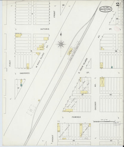 Sanborn Fire Insurance Map from Medford, Grant County, Oklahoma (1894), Sheet #0002 - Complete Map Set gallery image, historic Sanborn map, vintage wall art, Oklahoma Oklahoma