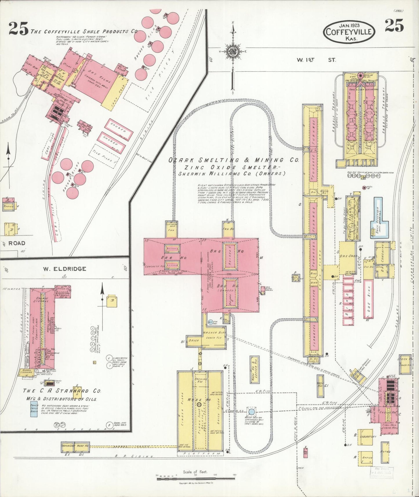 Sanborn Fire Insurance Map from Coffeyville, Montgomery County, Kansas (1923), Sheet #0025 - Complete Map Set gallery image, historic Sanborn map, vintage wall art, Kansas Kansas