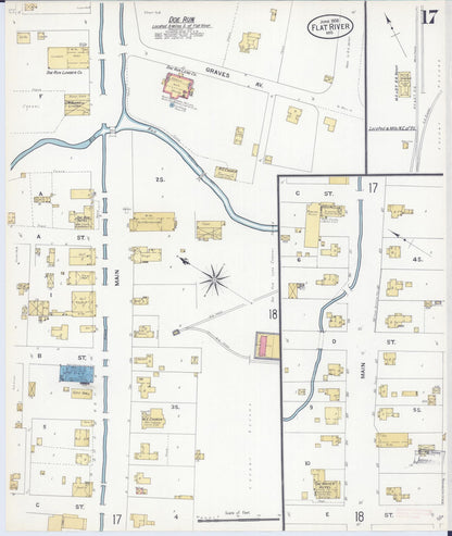 Sanborn Fire Insurance Map from Flat River, Saint Francois County, Missouri (1908), Sheet #0017 - Complete Map Set gallery image, historic Sanborn map, vintage wall art, Missouri Missouri