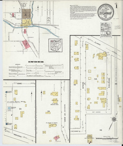Sanborn Fire Insurance Map from Sylvania, Lucas County, Ohio (1919), Sheet #0001 - Complete Map Set gallery image, historic Sanborn map, vintage wall art, Ohio Ohio