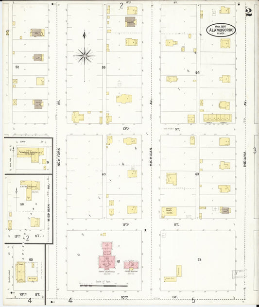 Sanborn Fire Insurance Map from Alamogordo, Otero County, New Mexico (1905), Sheet #0002 - Historic Sanborn Fire Insurance Map Print, vintage old map wall art, antique decor, genealogy gift, New Mexico New Mexico map