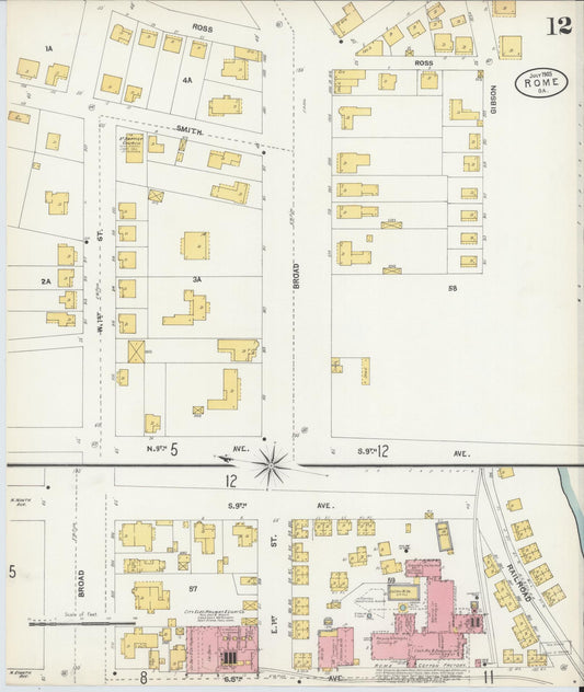 Sanborn Fire Insurance Map from Rome, Floyd County, Georgia (1903), Sheet #0012 - Historic Sanborn Fire Insurance Map Print, vintage old map wall art, antique decor, genealogy gift, Georgia Georgia map