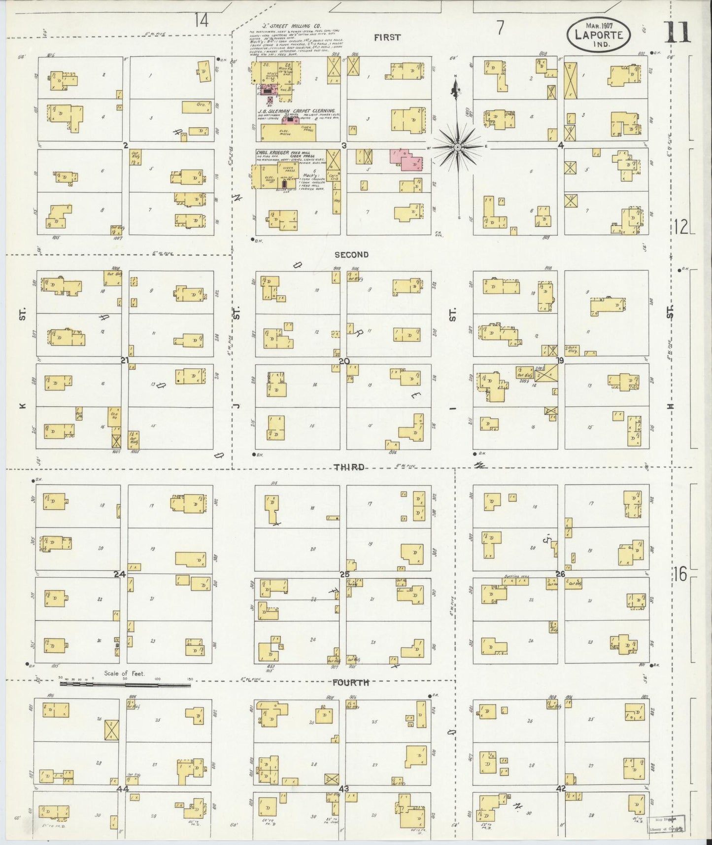 Sanborn Fire Insurance Map from La Porte, La Porte County, Indiana (1907), Sheet #0011 - Complete Map Set gallery image, historic Sanborn map, vintage wall art, Indiana Indiana