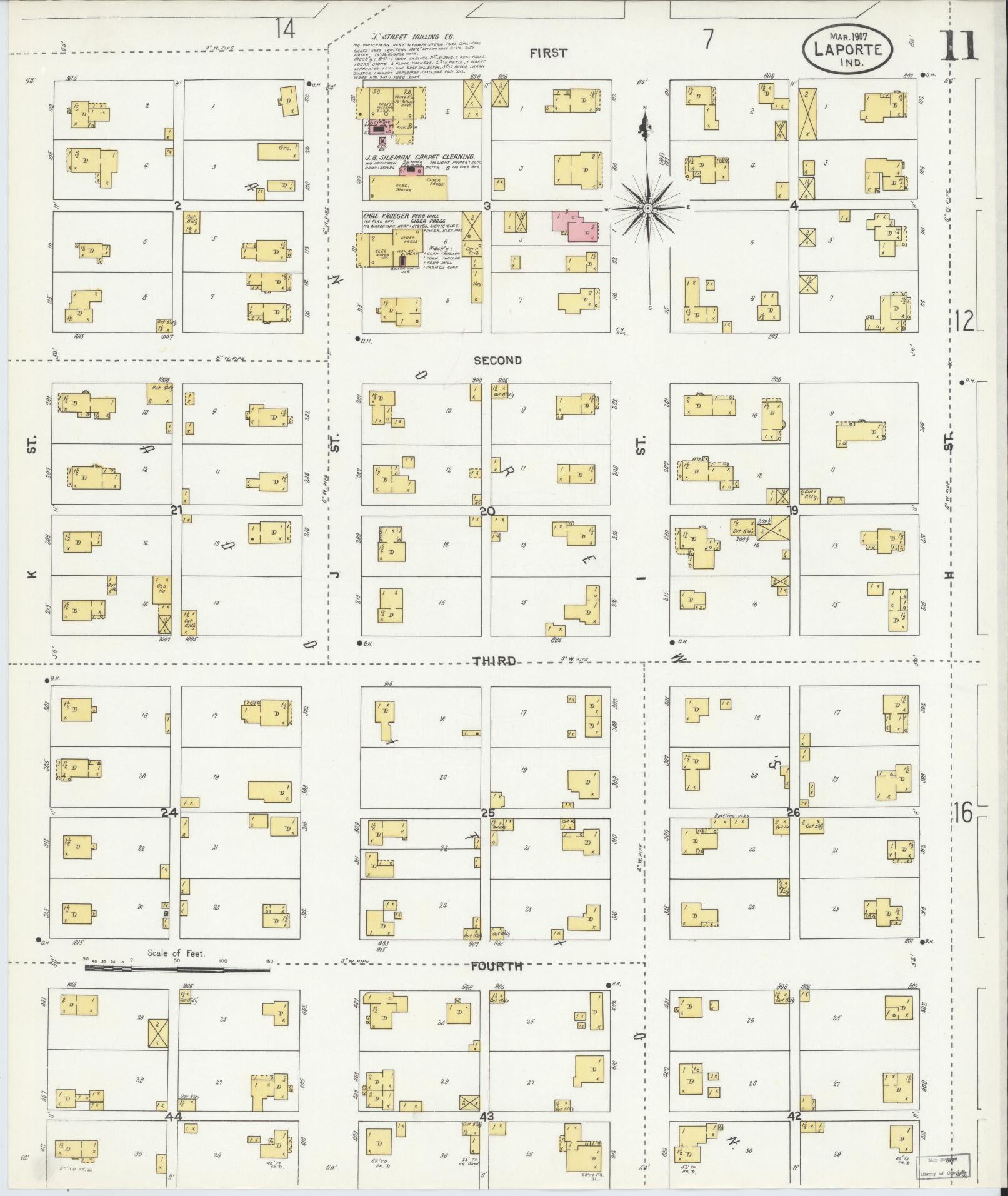 Sanborn Fire Insurance Map from La Porte, La Porte County, Indiana (1907), Sheet #0011 - Complete Map Set gallery image, historic Sanborn map, vintage wall art, Indiana Indiana