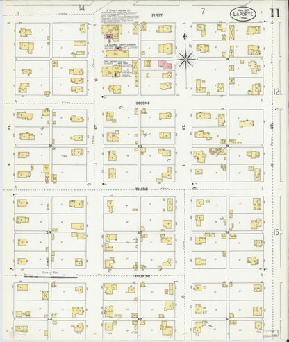 Sanborn Fire Insurance Map from La Porte, La Porte County, Indiana (1907), Sheet #0011 - Complete Map Set gallery image, historic Sanborn map, vintage wall art, Indiana Indiana