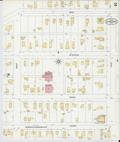 Sanborn Fire Insurance Map from Charlevoix, Charlevoix County, Michigan (1901), Sheet #0002 - Complete Map Set gallery image, historic Sanborn map, vintage wall art, Michigan Michigan