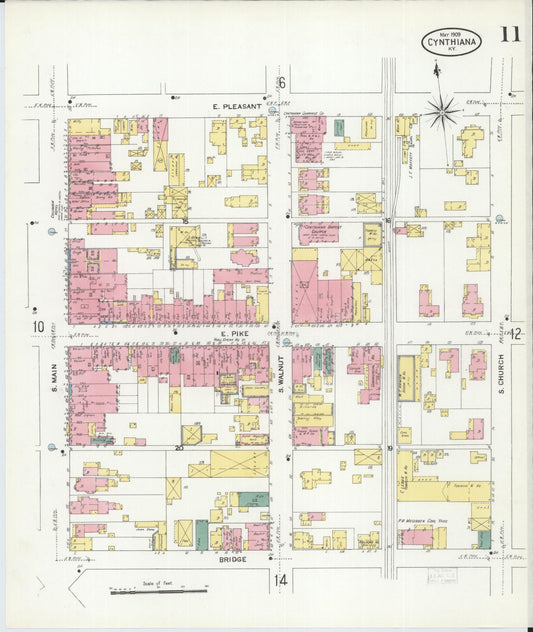 Sanborn Fire Insurance Map from Cynthiana, Harrison County, Kentucky (1909), Sheet #0011 - Historic Sanborn Fire Insurance Map Print, vintage old map wall art, antique decor, genealogy gift, Kentucky Kentucky map