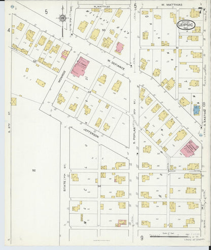 Sanborn Fire Insurance Map from Leipsic, Putnam County, Ohio (1916), Sheet #0007 - Complete Map Set gallery image, historic Sanborn map, vintage wall art, Ohio Ohio