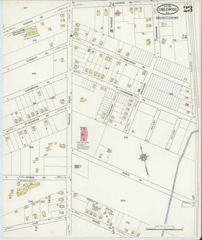 Sanborn Fire Insurance Map from Englewood, Bergen County, New Jersey (1915), Sheet #0023 - Complete Map Set gallery image, historic Sanborn map, vintage wall art, New Jersey New Jersey