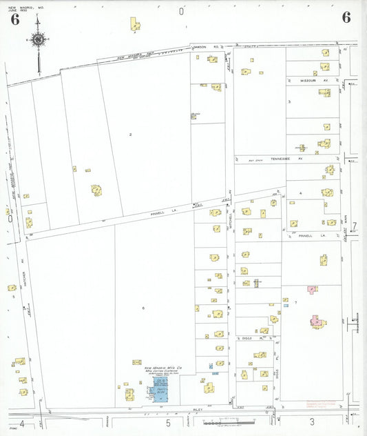 Sanborn Fire Insurance Map from New Madrid, New Madrid County, Missouri (1950), Sheet #0006 - Historic Sanborn Fire Insurance Map Print, vintage old map wall art, antique decor, genealogy gift, Missouri Missouri map