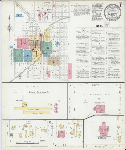 Sanborn Fire Insurance Map from Mendota, La Salle County, Illinois (1902), Sheet #0001 - Historic Sanborn Fire Insurance Map Print, vintage old map wall art, antique decor, genealogy gift, Illinois Illinois map