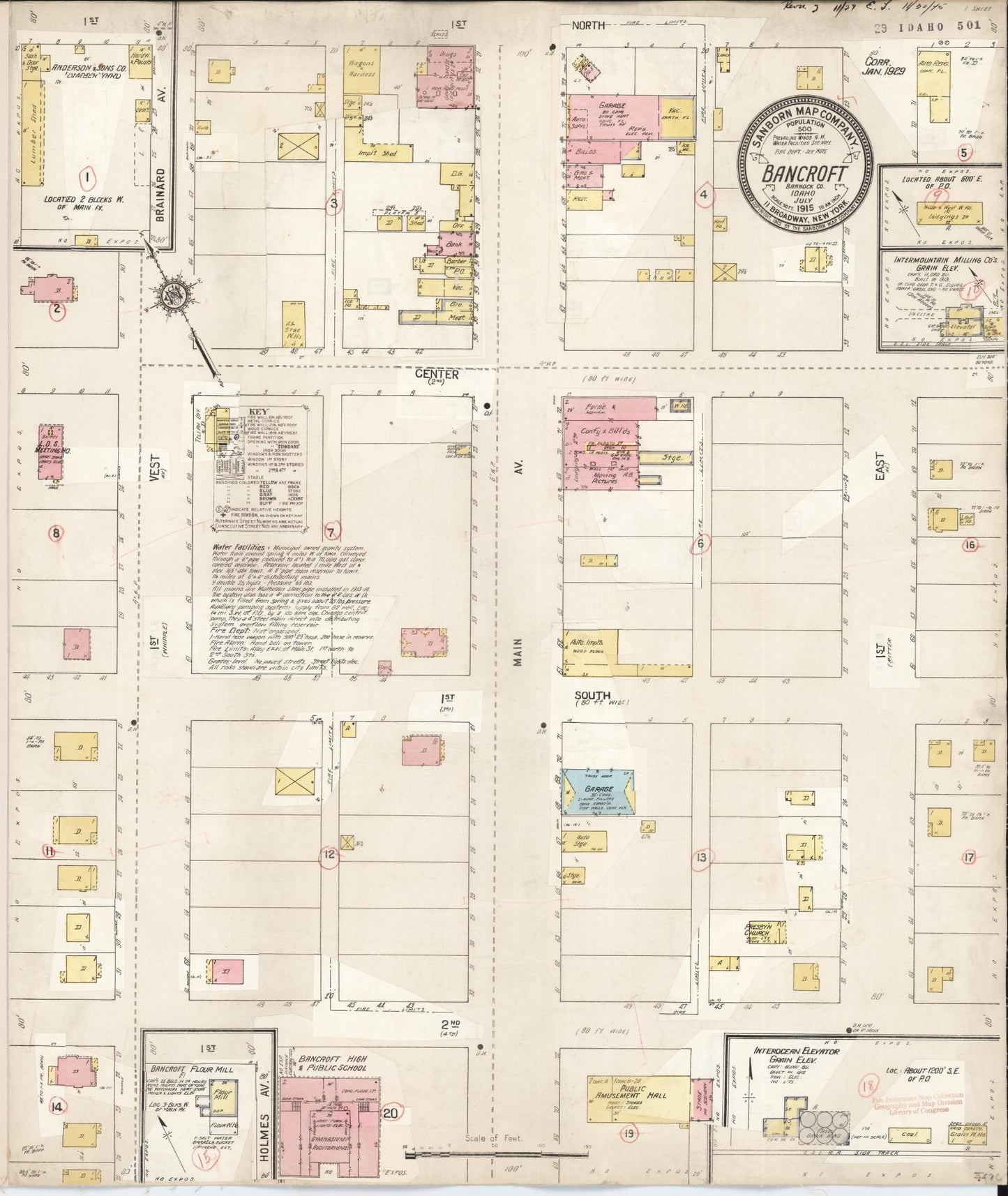 Sanborn Fire Insurance Map from Bancroft, Caribou County, Idaho. (1929) – Historic Sanborn Fire Insurance Map Print