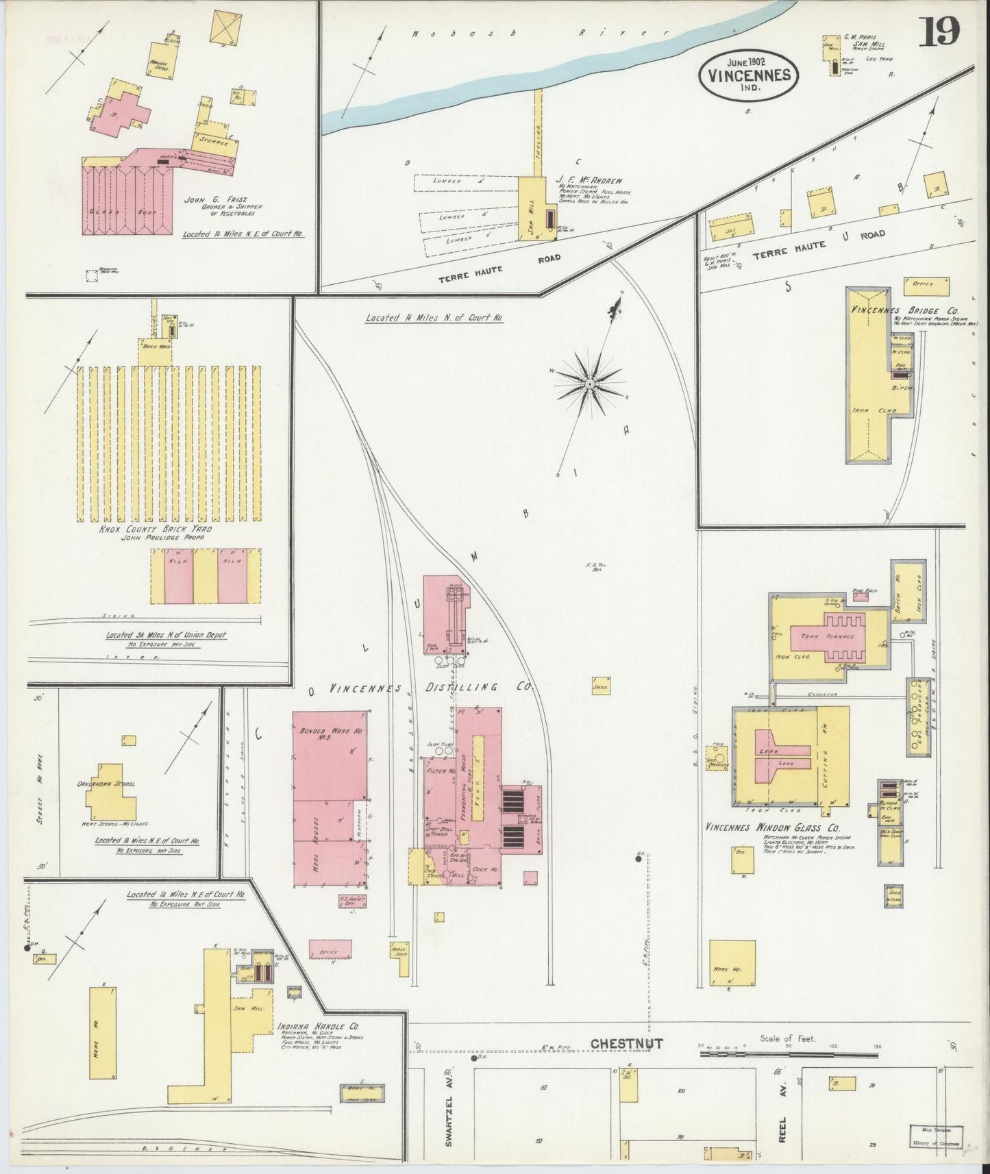 Sanborn Fire Insurance Map from Vincennes, Knox County, Indiana (1902), Sheet #0019 - Complete Map Set gallery image, historic Sanborn map, vintage wall art, Indiana Indiana