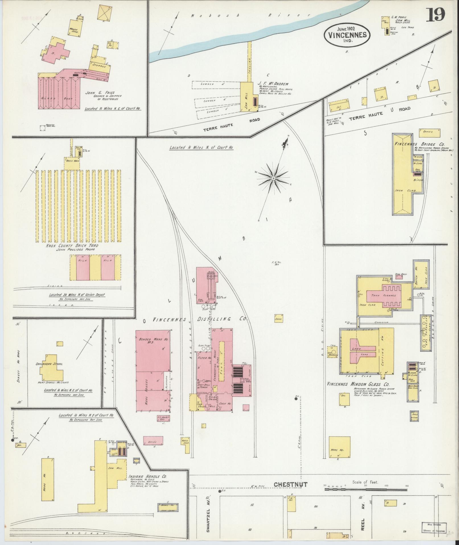 Sanborn Fire Insurance Map from Vincennes, Knox County, Indiana (1902), Sheet #0019 - Complete Map Set gallery image, historic Sanborn map, vintage wall art, Indiana Indiana