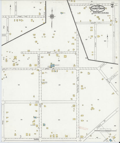 Sanborn Fire Insurance Map from Coconut Grove, Dade County, Florida (1920), Sheet #0002 - Historic Sanborn Fire Insurance Map Print, vintage old map wall art, antique decor, genealogy gift, Florida Florida map