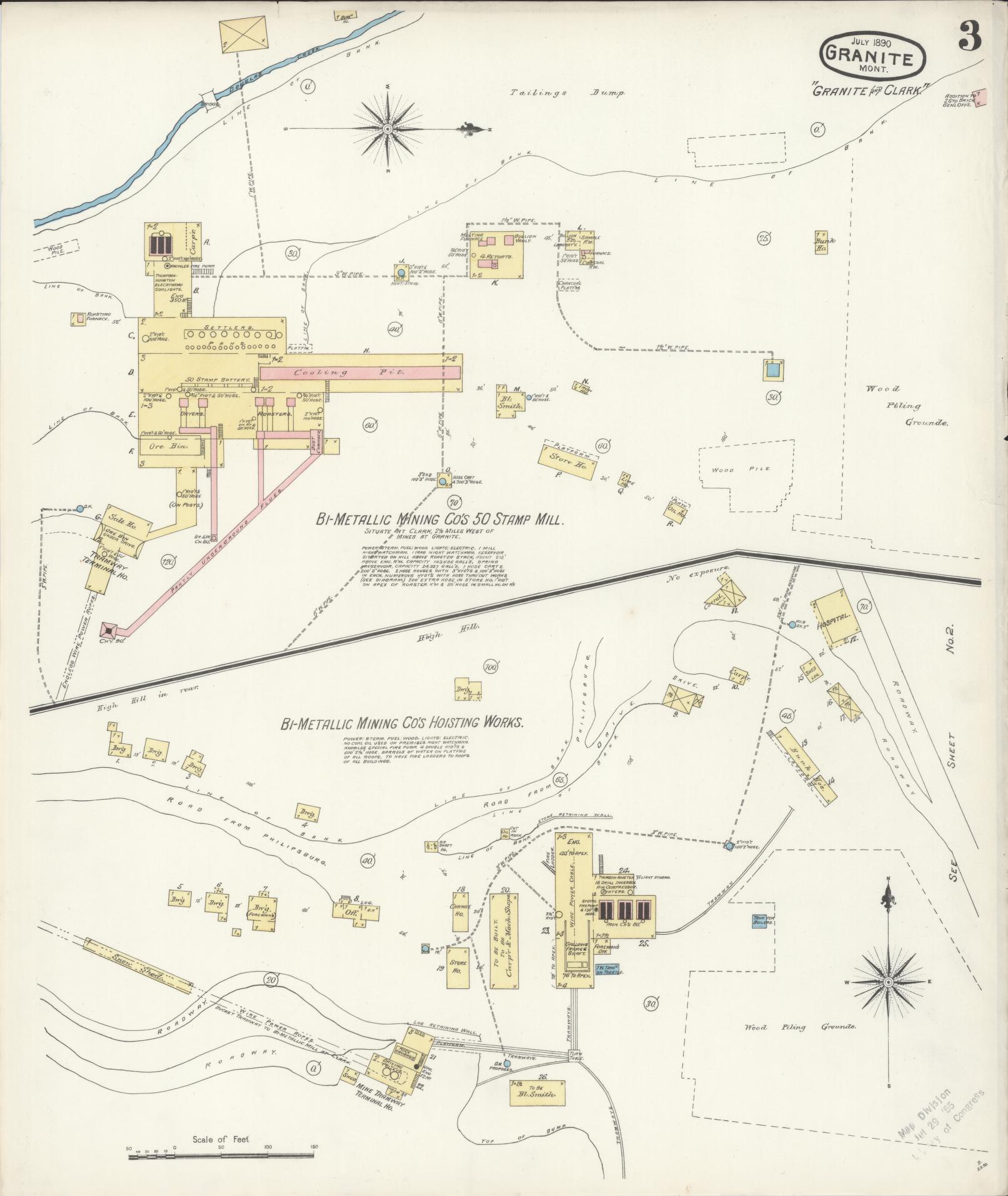 Sanborn Fire Insurance Map from Granite, Deer Lodge County, Montana (1890), Sheet #0003 - Complete Map Set gallery image, historic Sanborn map, vintage wall art, Montana Montana