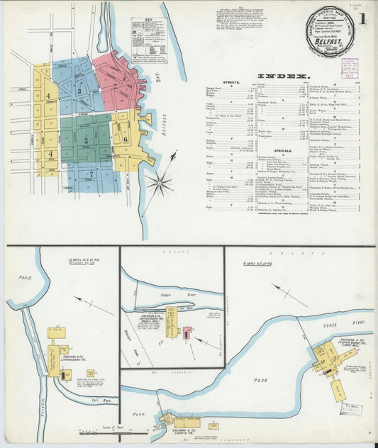 Sanborn Fire Insurance Map from Belfast, Waldo County, Maine (1901), Sheet #0001 - Complete Map Set gallery image, historic Sanborn map, vintage wall art, Maine Maine