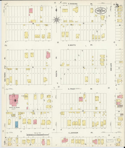 Sanborn Fire Insurance Map from Trinidad, Las Animas County, Colorado (1907), Sheet #0003 - Complete Map Set gallery image, historic Sanborn map, vintage wall art, Colorado Colorado