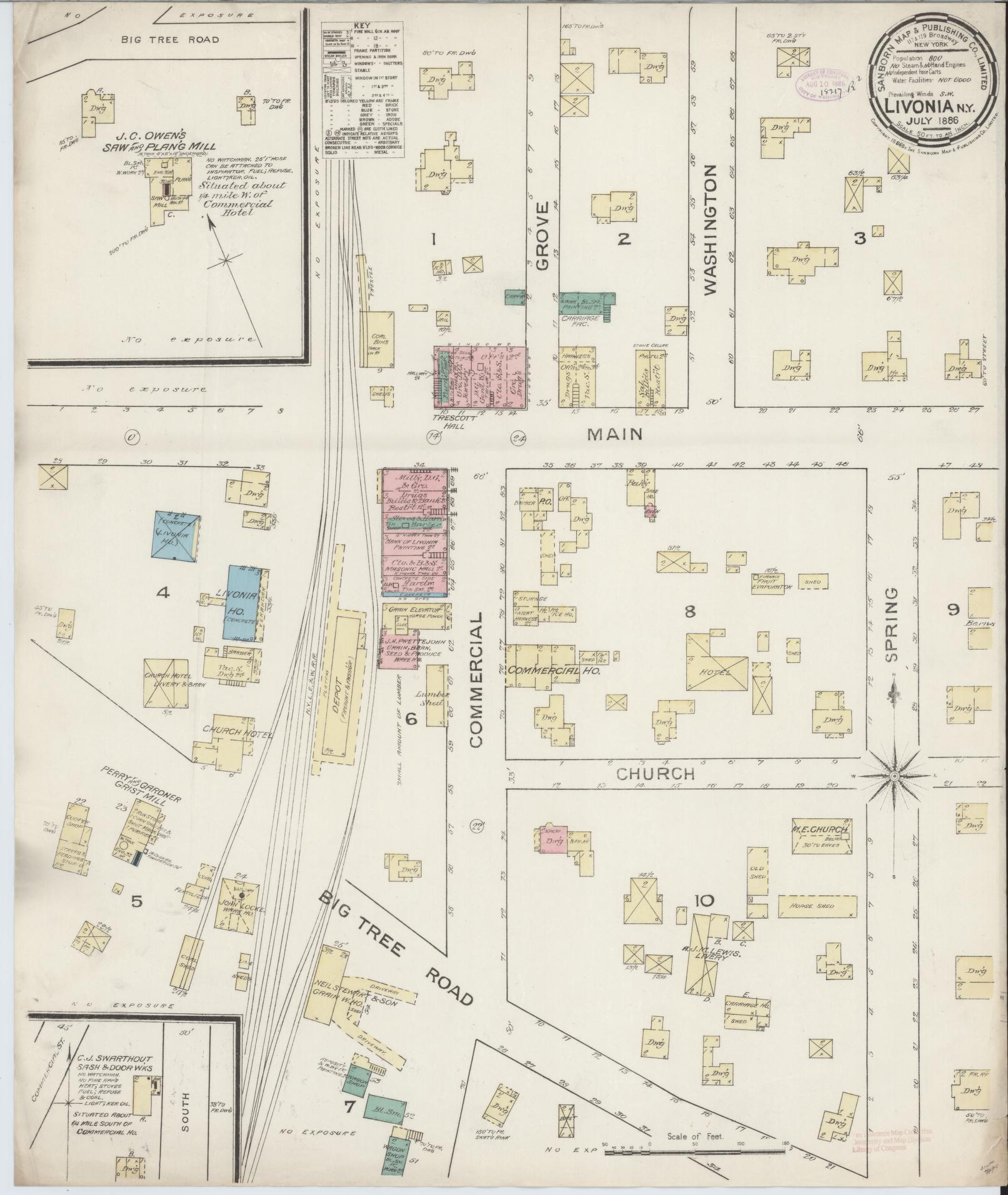 Sanborn Fire Insurance Map from Livonia, Livingston County, New York. (1886) – Historic Sanborn Fire Insurance Map Print