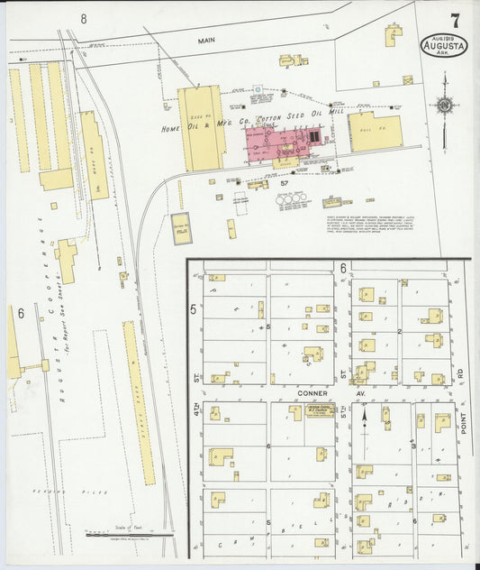Sanborn Fire Insurance Map from Augusta, Woodruff County, Arkansas (1919), Sheet #0007 - Historic Sanborn Fire Insurance Map Print, vintage old map wall art, antique decor, genealogy gift, Arkansas Arkansas map