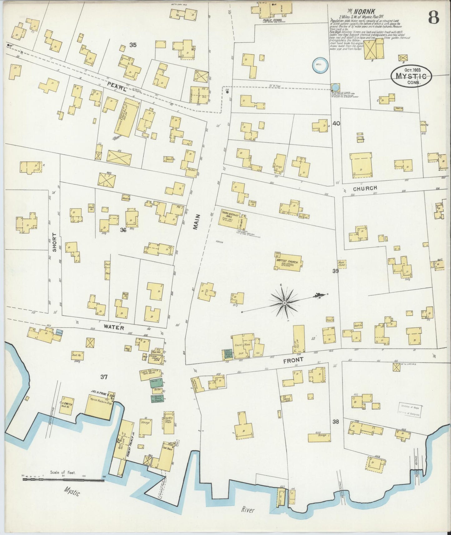 Sanborn Fire Insurance Map from Mystic, New London County, Connecticut (1903), Sheet #0008 - Complete Map Set gallery image, historic Sanborn map, vintage wall art, Connecticut Connecticut