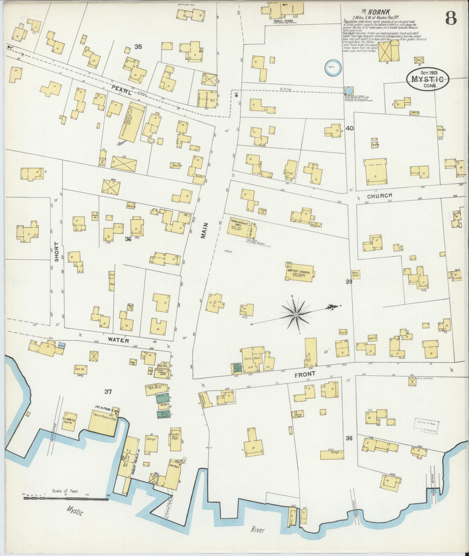 Sanborn Fire Insurance Map from Mystic, New London County, Connecticut (1903), Sheet #0008 - Complete Map Set gallery image, historic Sanborn map, vintage wall art, Connecticut Connecticut