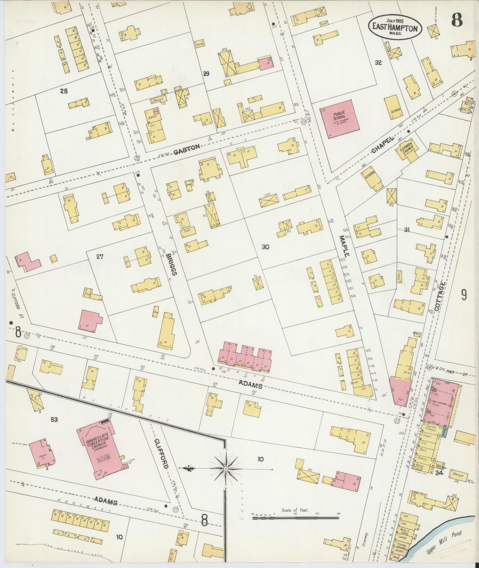 Sanborn Fire Insurance Map from East Hampton, Hampshire County, Massachusetts (1902), Sheet #0008 - Complete Map Set gallery image, historic Sanborn map, vintage wall art, Massachusetts Massachusetts