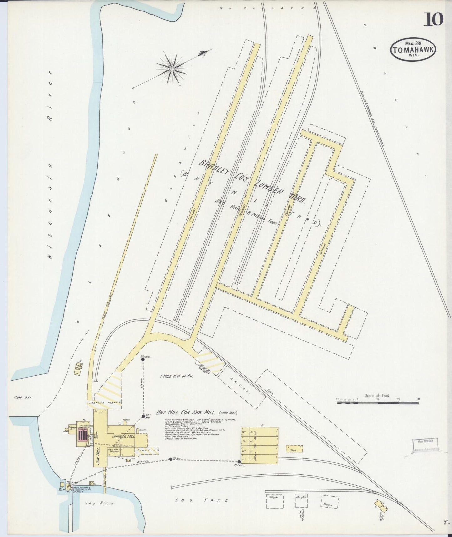 Sanborn Fire Insurance Map from Tomahawk, Lincoln County, Wisconsin (1898), Sheet #0010 - Complete Map Set gallery image, historic Sanborn map, vintage wall art, Wisconsin Wisconsin