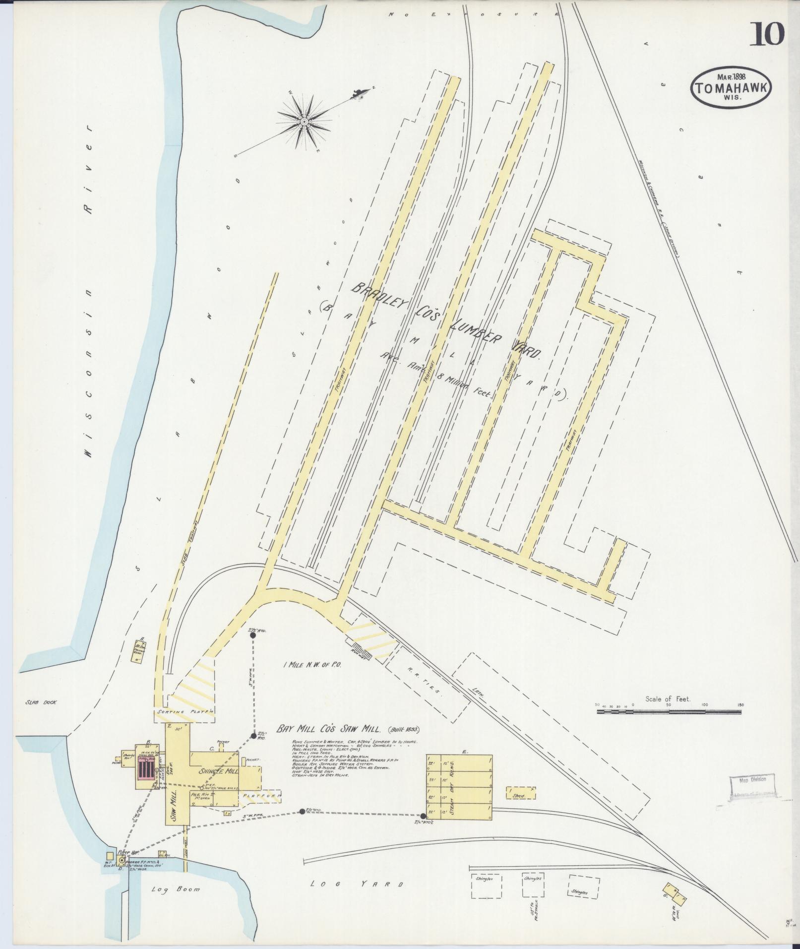 Sanborn Fire Insurance Map from Tomahawk, Lincoln County, Wisconsin (1898), Sheet #0010 - Complete Map Set gallery image, historic Sanborn map, vintage wall art, Wisconsin Wisconsin
