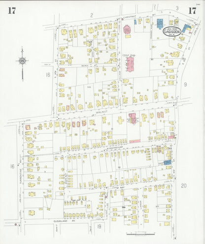 Sanborn Fire Insurance Map from Gadsden, Etowah County, Alabama (1930), Sheet #0017 - Complete Map Set gallery image, historic Sanborn map, vintage wall art, Alabama Alabama