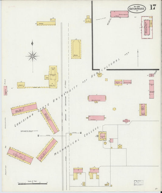 Sanborn Fire Insurance Map from Baton Rouge, East Baton Rouge Parish, Louisiana (1898), Sheet #0017 - Historic Sanborn Fire Insurance Map Print, vintage old map wall art, antique decor, genealogy gift, Louisiana Louisiana map