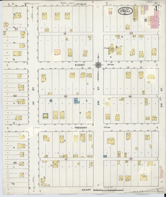 Sanborn Fire Insurance Map from O'Neill, Holt County, Nebraska (1932), Sheet #0004 - Historic Sanborn Fire Insurance Map Print, vintage old map wall art, antique decor, genealogy gift, Nebraska Nebraska map