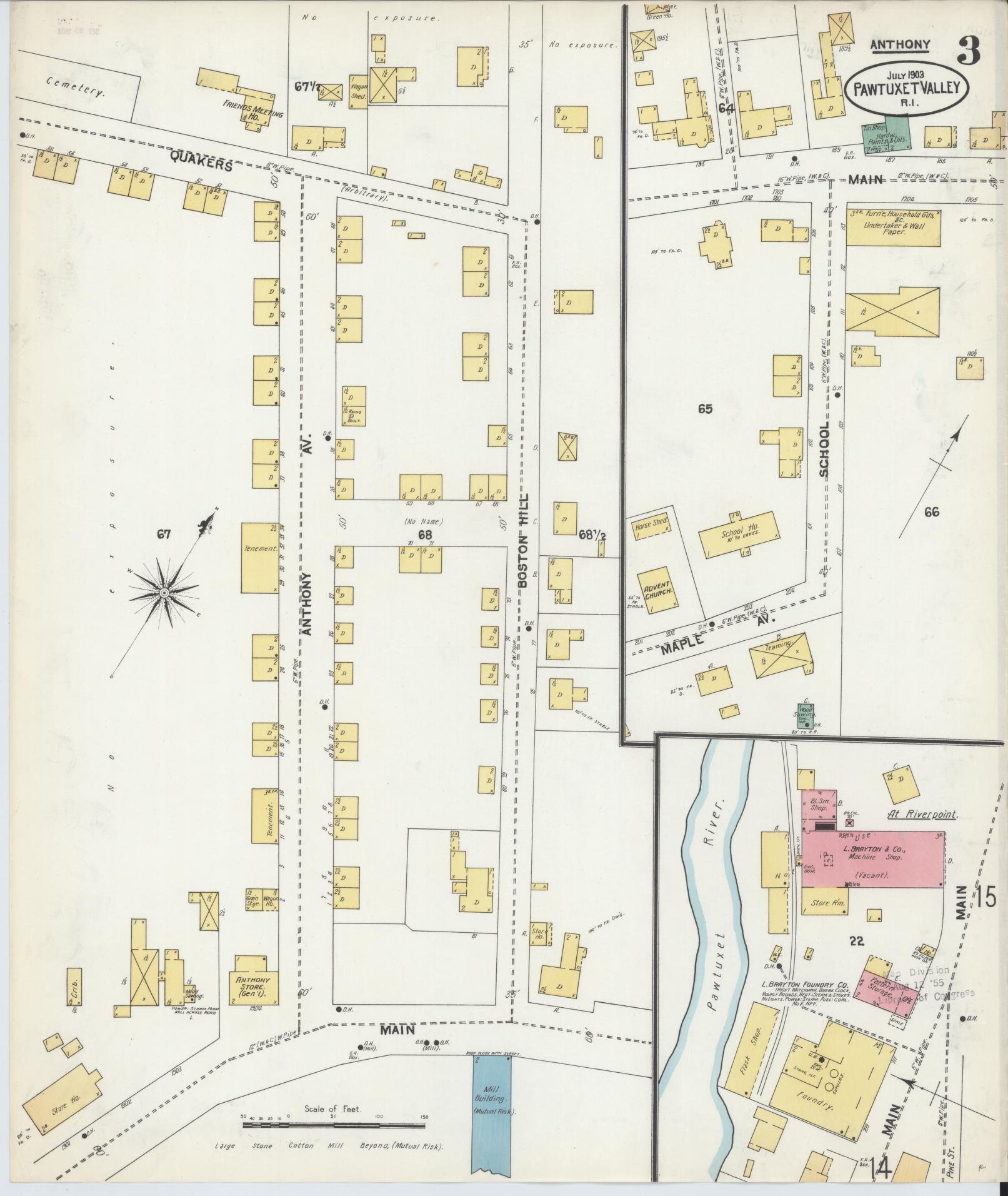 Sanborn Fire Insurance Map from Pawtuxet Valley, Kent and Providence Counties, Rhode Island (1903), Sheet #0003 - Historic Sanborn Fire Insurance Map Print, vintage old map wall art, antique decor, genealogy gift, Rhode Island Rhode Island map
