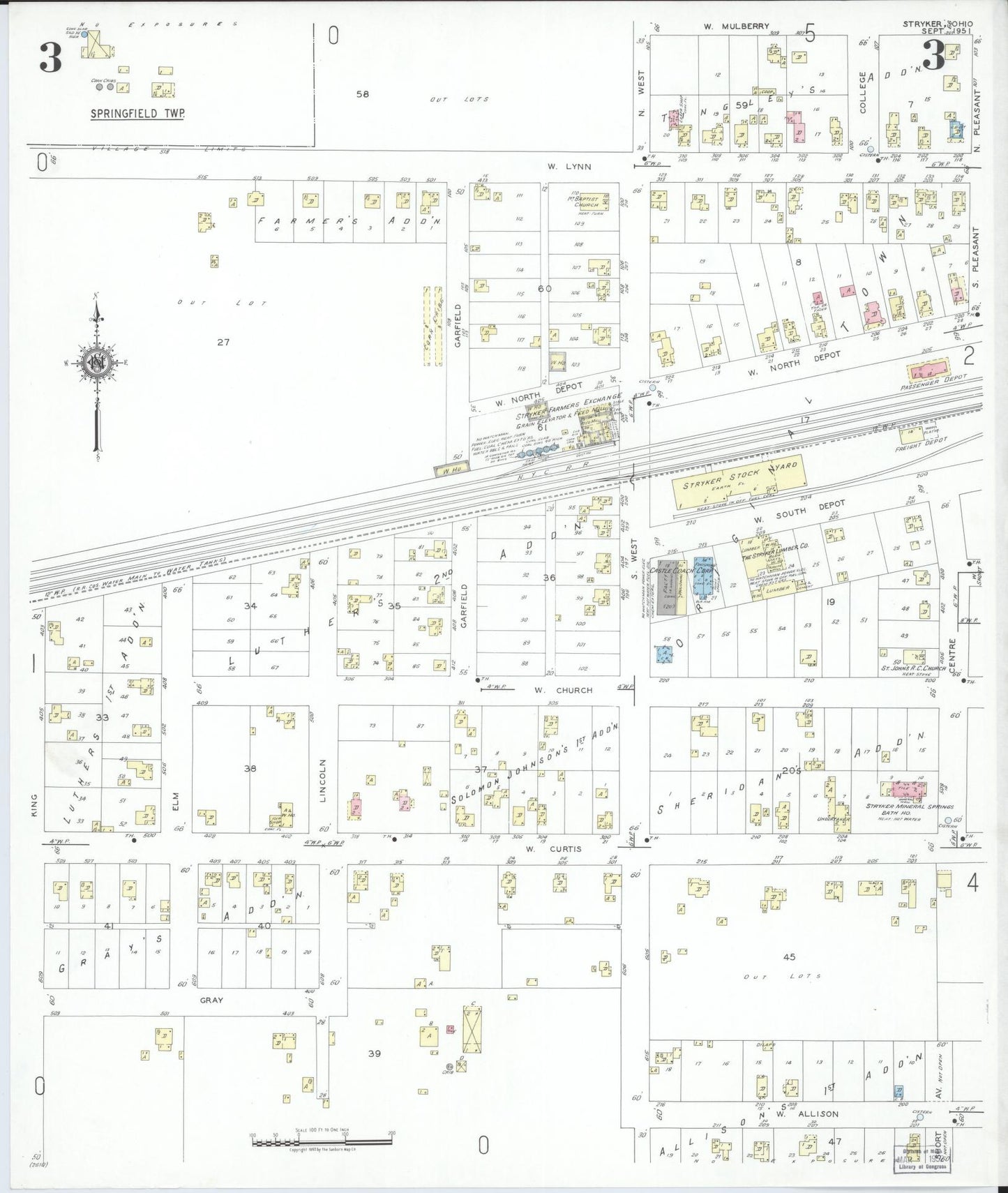 Sanborn Fire Insurance Map from Stryker, Williams County, Ohio (1951), Sheet #0003 - Complete Map Set gallery image, historic Sanborn map, vintage wall art, Ohio Ohio