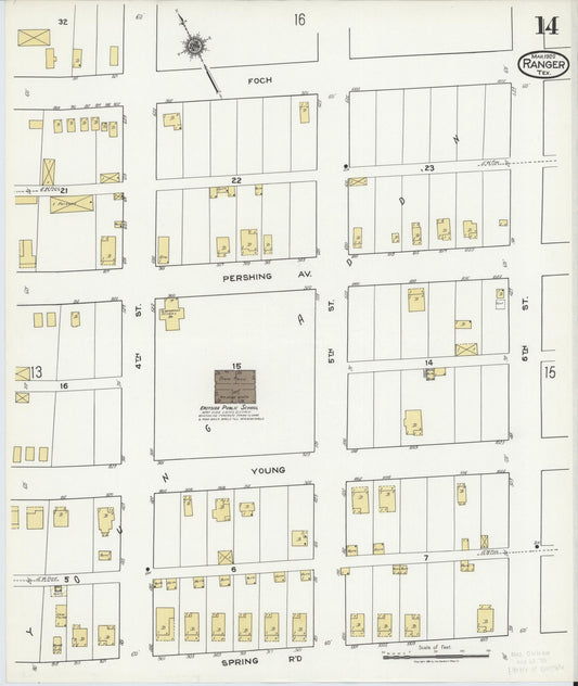 Sanborn Fire Insurance Map from Ranger, Eastland County, Texas (1920), Sheet #0014 - Historic Sanborn Fire Insurance Map Print, vintage old map wall art, antique decor, genealogy gift, Texas Texas map