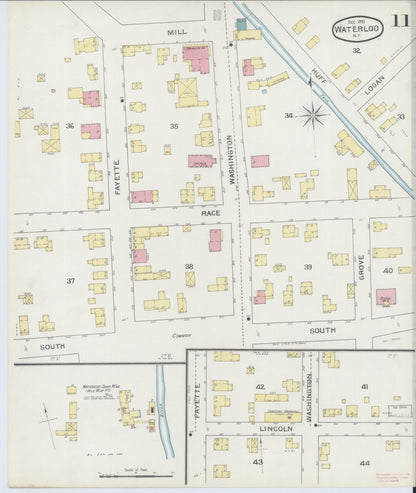 Sanborn Fire Insurance Map from Waterloo, Seneca County, New York (1893), Sheet #0011 - Historic Sanborn Fire Insurance Map Print, vintage old map wall art, antique decor, genealogy gift, New York New York map