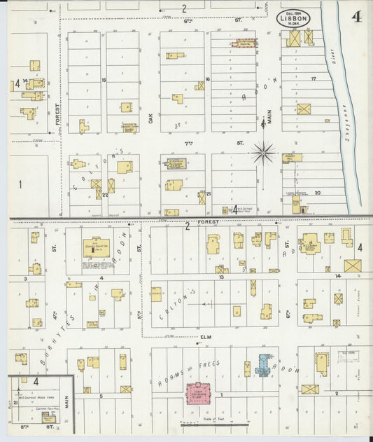 Sanborn Fire Insurance Map from Lisbon, Ransom County, North Dakota (1905), Sheet #0004 - Historic Sanborn Fire Insurance Map Print, vintage old map wall art, antique decor, genealogy gift, North Dakota North Dakota map