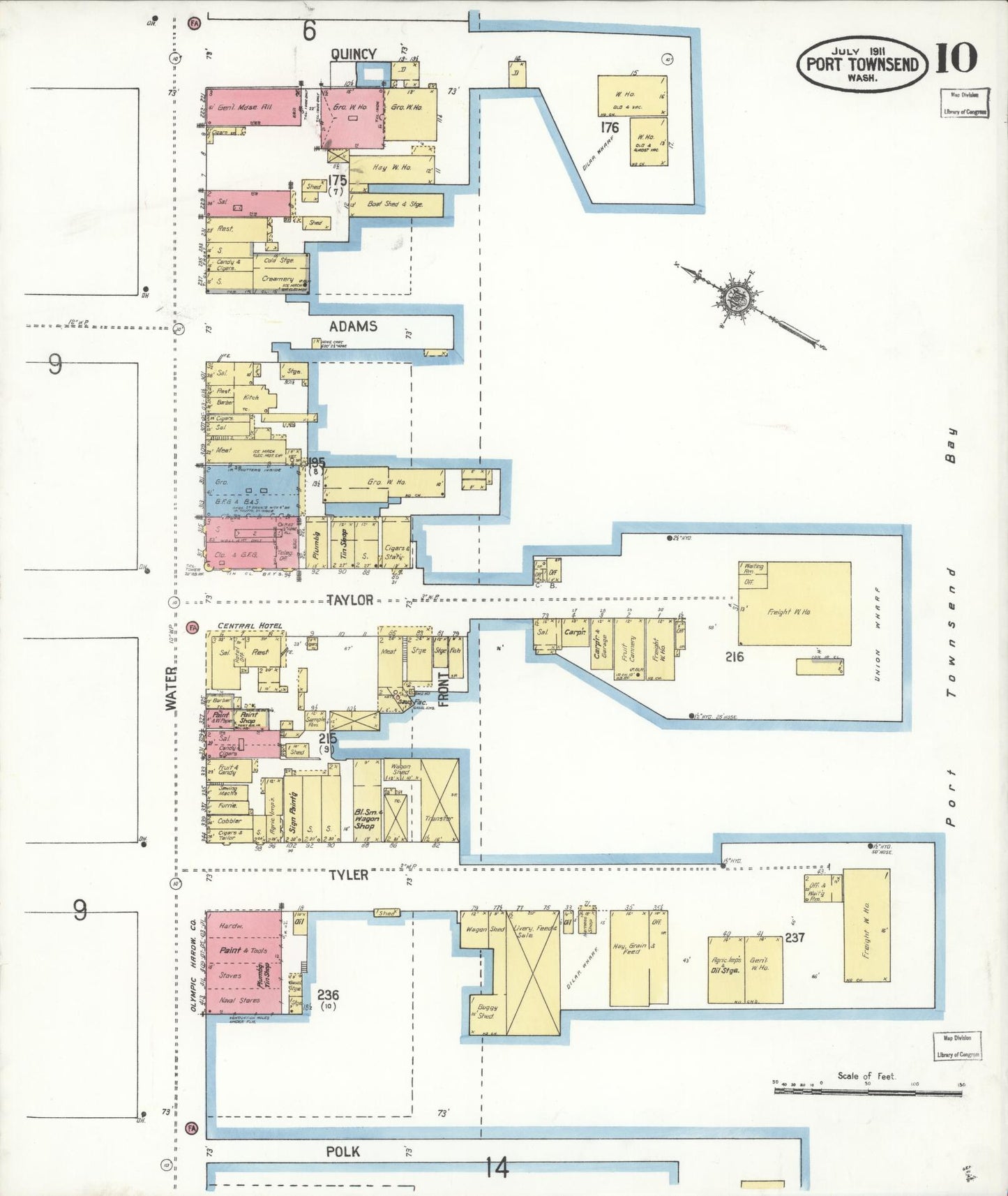 Sanborn Fire Insurance Map from Port Townsend, Jefferson County, Washington (1911), Sheet #0010 - Complete Map Set gallery image, historic Sanborn map, vintage wall art, Washington Washington
