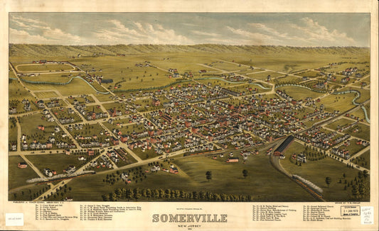 Somerville, New Jersey 1882. (1882) – Historic Bird’s-Eye View Panorama Print